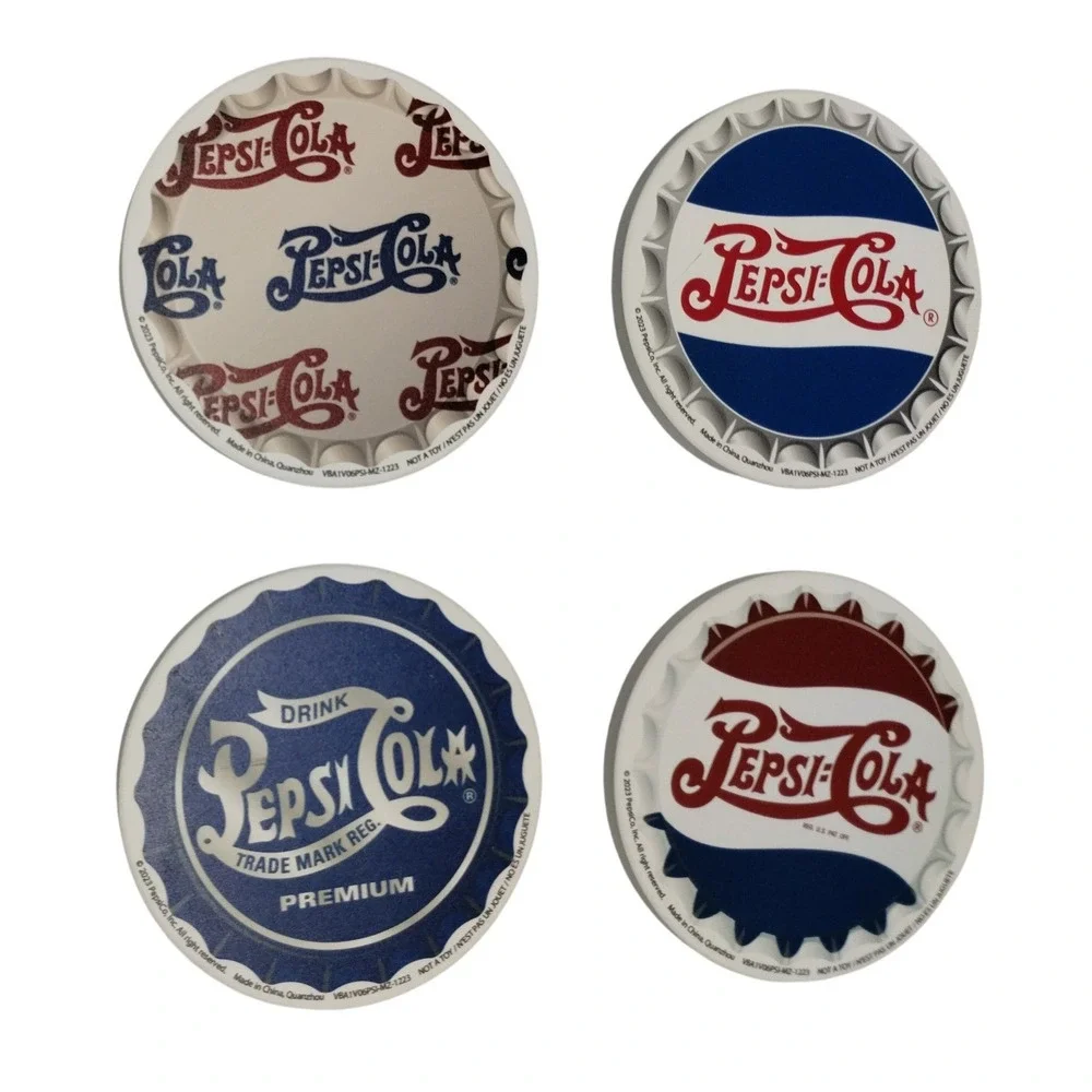 Pepsi Cola Ceramic Coaster Set of 4 Bottle Cap Style Retro Soda‎ Bar Decor